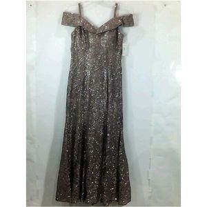 R M Richards Womens 2047 Regular Cap Sleeve Night Out Dress, Mocha, Size 6